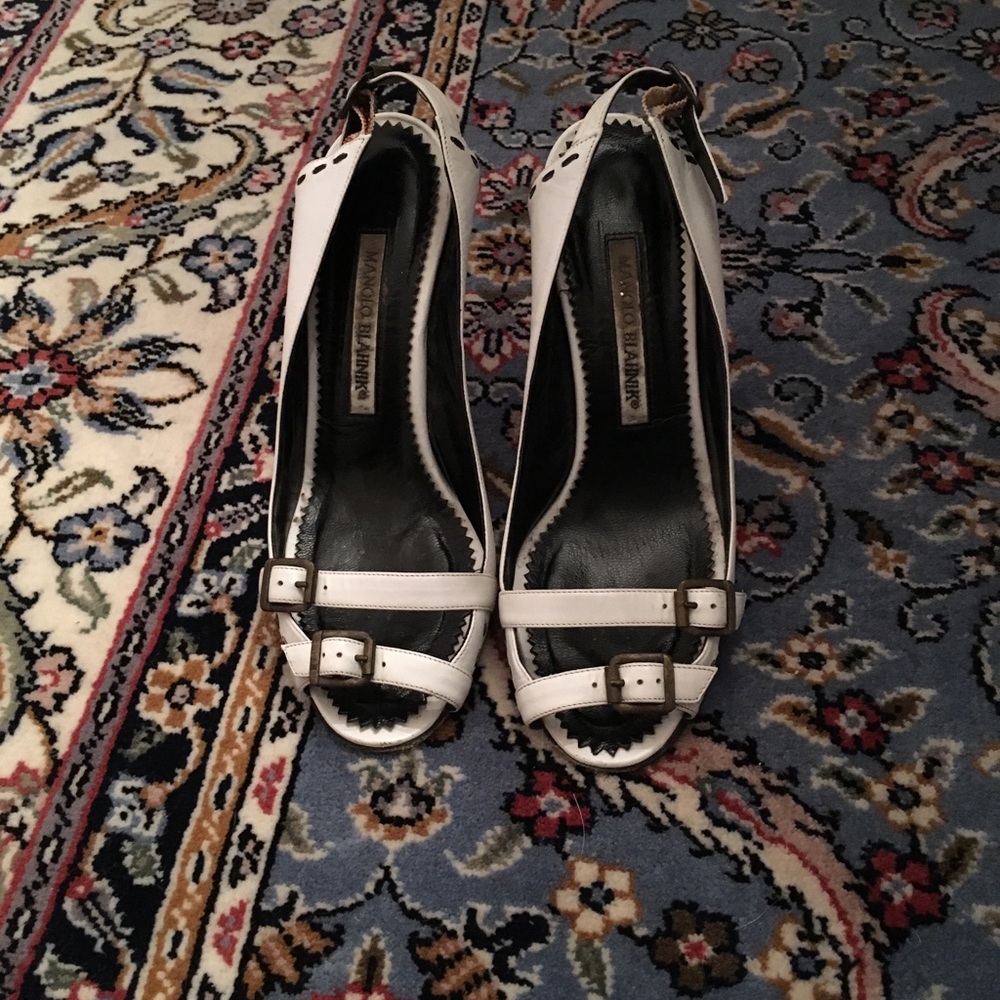 Manolo Blahnik white heels